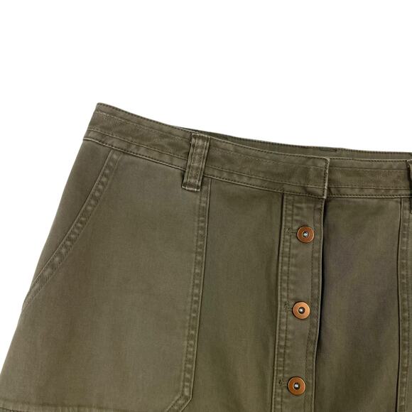 Pilcro and The Letterpress Dark Green Button Front Utility Skirt Womens 10 - Picture 3 of 7